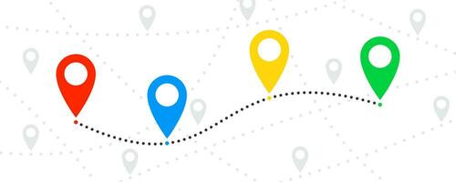 Geo location icon. Map pin symbol. Direction road background. Place marker. Navigation position. Destination address. GPS tag. Flat color. Vector sign.