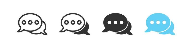 Bubble message icon. Dialog signs. Chat symbol. Speech symbols. Talk icons. Black, blue color. Vector isolated sign.