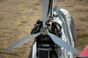 Small propeller airplane at an air show. Selective focus photo