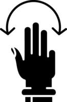 Tres dedos girar glifo icono vector