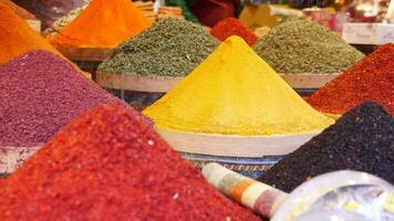 various spices in store in istanbul . video