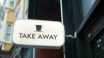 take away coffee sign at coffee shop video