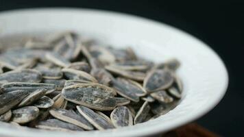 sun flower seeds in a bowl on table video