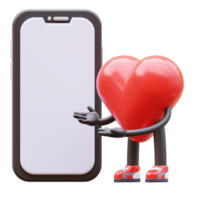 l'amour personnage en présentant Vide téléphone intelligent écran png