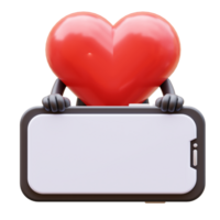 Love character presenting blank smartphone screen png