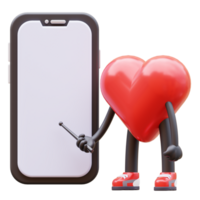 Love character presenting blank smartphone screen png