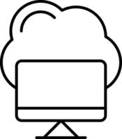 icono de línea de computación en la nube vector