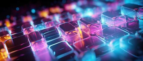 AI generated Morphism fluorescent elements and futuristic concept create a cybernetic atmosphere. photo
