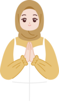 musulmano hijab ragazza saluto eid mubarak Ramadan cartone animato personaggio png