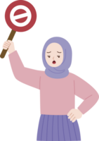 femme manifestant en portant rejeter signe png
