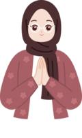 muslim hijab girl greeting eid mubarak ramadan cartoon character png