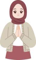 muslim hijab girl greeting eid mubarak ramadan cartoon character png