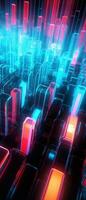 AI generated Explore the virtual world with this 3D abstract background. The futuristic architecture and cyber connections. photo