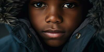 AI generated Captivating close-ups of child in winter attire. AI generative. photo