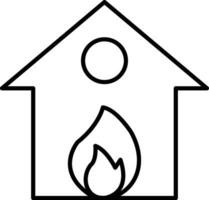 Burning House Line Icon vector