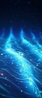 AI generated Abstract technology background with glowing blue neon waves, symbolizing digital communication and futuristic energy flow. photo
