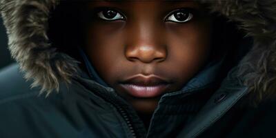 AI generated Captivating close-ups of child in winter attire. AI generative. photo