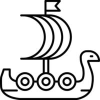 icono de línea de barco vikingo vector