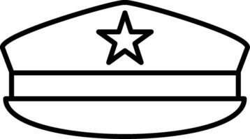 icono de línea de sombrero militar vector