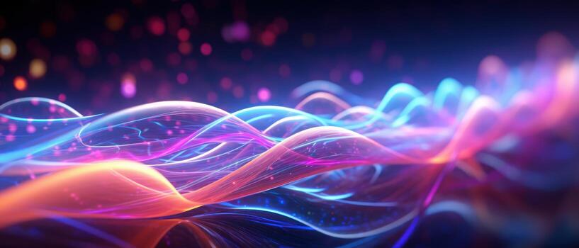 AI generated Dive into the world of morphism with this fluorescent abstract wave. photo