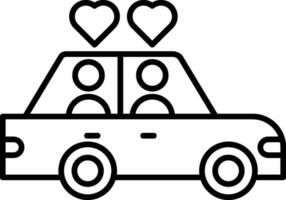 icono de línea de coche de boda vector