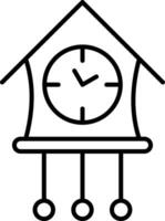 icono de línea de reloj de cuco vector