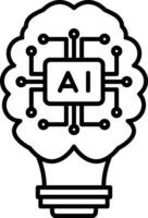 icono de línea de inteligencia artificial vector