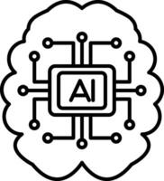 icono de línea de inteligencia artificial vector