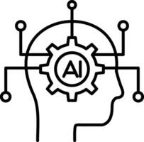 icono de línea de inteligencia artificial vector