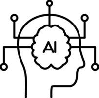 icono de línea de inteligencia artificial vector