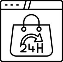 icono de línea de 24 horas vector