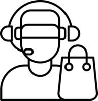 Customer Service Agent Line Icon vector