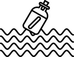 Message In A Bottle Line Icon vector