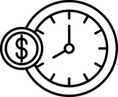 el tiempo es icono de la línea de dinero vector