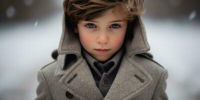 ai generado cálido, atractivo imagen de un chico en un encapuchado abrigo. ai generativo. foto
