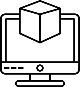 3d Modeling Line Icon vector