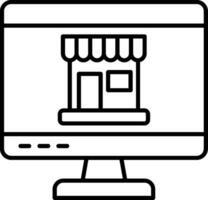 icono de línea de compras en línea vector