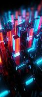 AI generated Explore the virtual world with this 3D abstract background. The futuristic architecture and cyber connections. photo