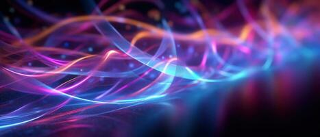 AI generated Dive into the world of morphism with this fluorescent abstract wave. photo