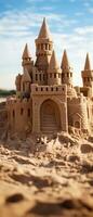 AI generated Majestic sand castle in the desert. AI generative. photo