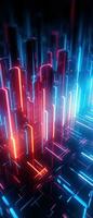 AI generated Explore the virtual world with this 3D abstract background. The futuristic architecture and cyber connections. photo