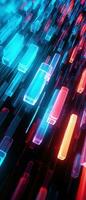AI generated Explore the virtual world with this 3D abstract background. The futuristic architecture and cyber connections. photo
