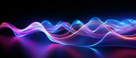 AI generated Mesmerizing abstract light waves in blue and purple. AI generative. photo