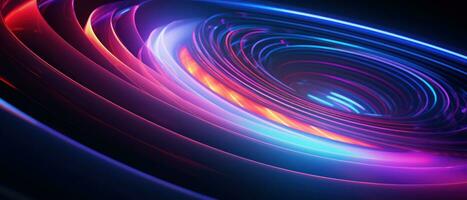 AI generated Experience the energy of neon lights in this abstract disk illustration. photo