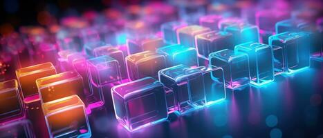 AI generated Morphism fluorescent elements and futuristic concept create a cybernetic atmosphere. photo