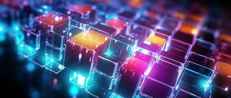 AI generated Morphism fluorescent elements and futuristic concept create a cybernetic atmosphere. photo