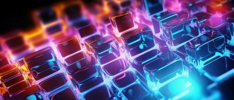 AI generated Morphism fluorescent elements and futuristic concept create a cybernetic atmosphere. photo