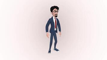 ein Karikatur Mann im ein passen und Krawatte video