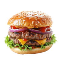 AI generated tasty beef burger isolated png