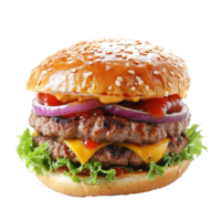 ai generado sabroso carne de vaca hamburguesa aislado png